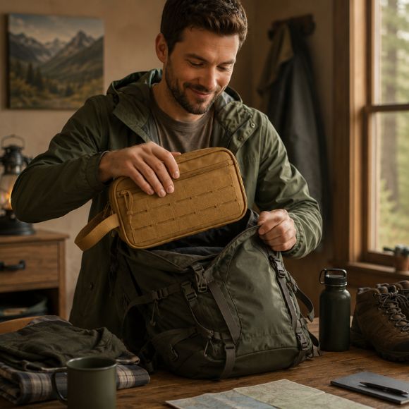 Trousse de toilette homme Nomadis prête avant départ en randonnée