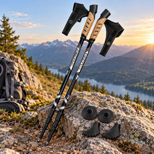 Baton de marche AltiForce 7075 noir avec accessoires en montagne