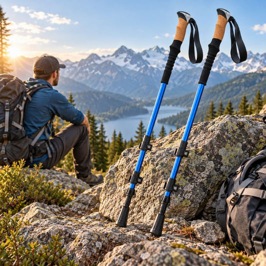 Baton de marche TerraForce 7075 pendant une pause en montagne