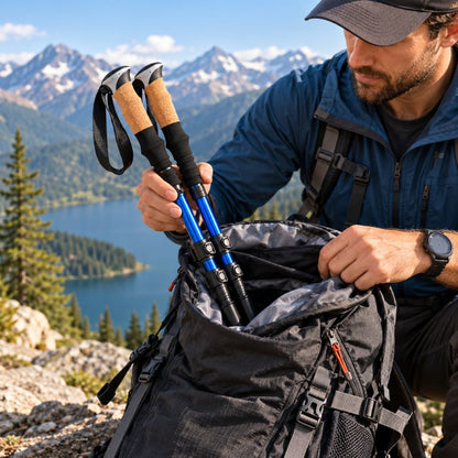 Baton de marche TerraForce 7075 compact rangé dans un sac