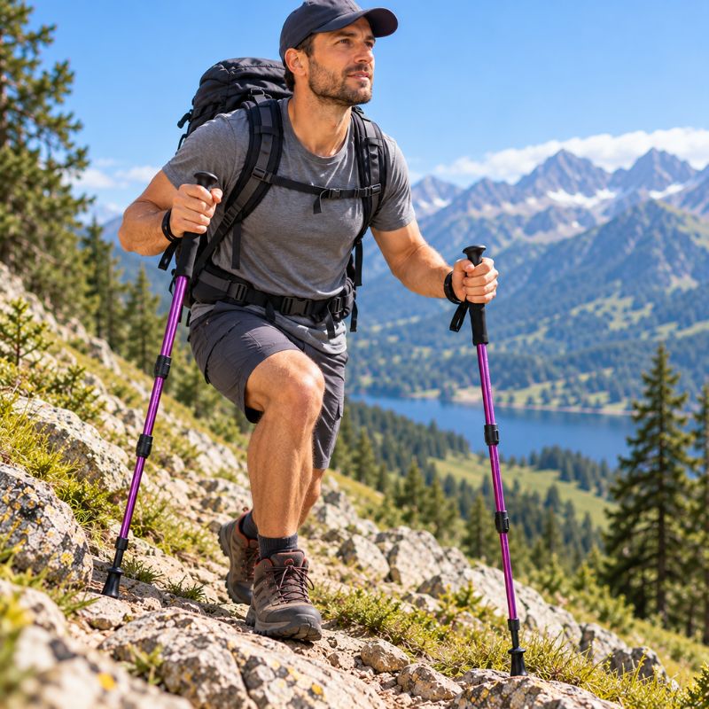 Bâton de randonnée AltiStep homme grimpe montagne avec paire violette