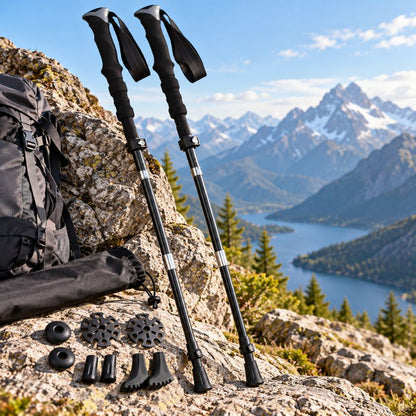 Batons de marche CarbonPeak Pro avec accessoires adaptés aux terrains