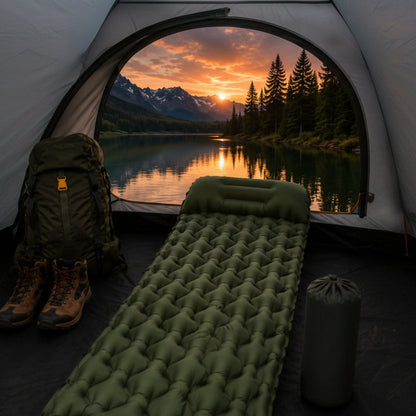 Matelas gonflable TrekRest camping avec structure en grille losange.