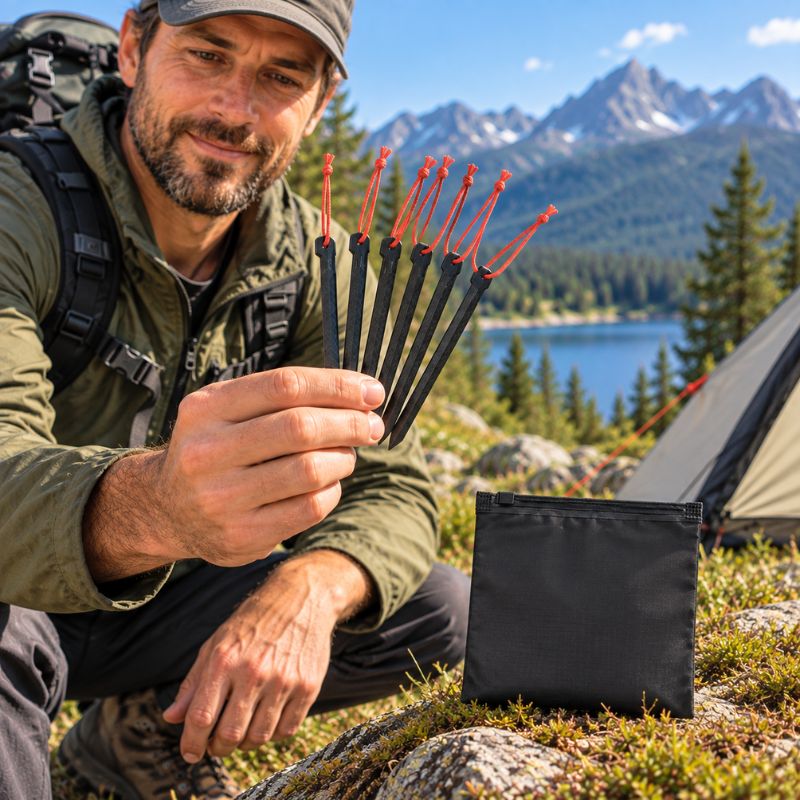 Piquet de tente PlumeTrek six piquets ultralégers avec sac randonnée