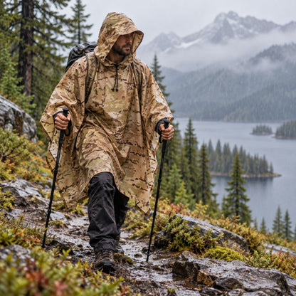 Poncho pluie ZipTrek homme randonnée montagne sous pluie fine camouflage