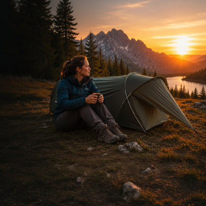 Tente Trekking TrekNova ultra-légère TrekNova femme randonneuse.