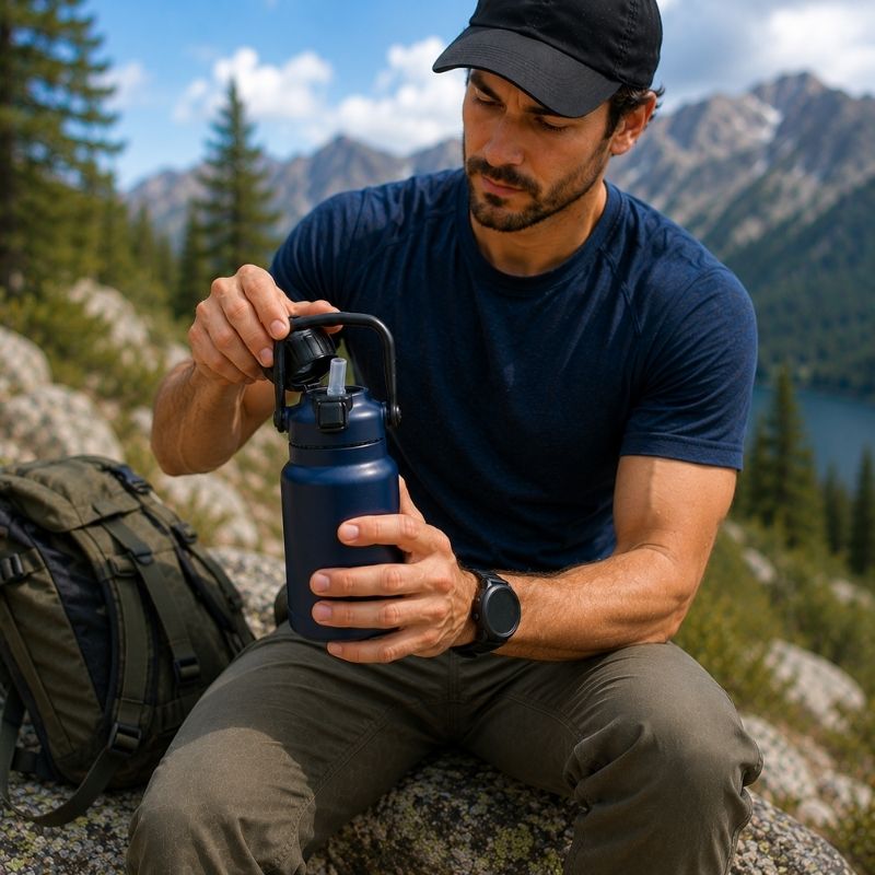 Bouteille isotherme HydraTrek 800 permet ouverture rapide avec paille intégrée