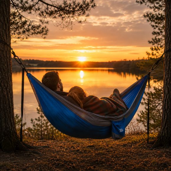 Hamac pour 2 personnes Nid Vagabond avec un couple.