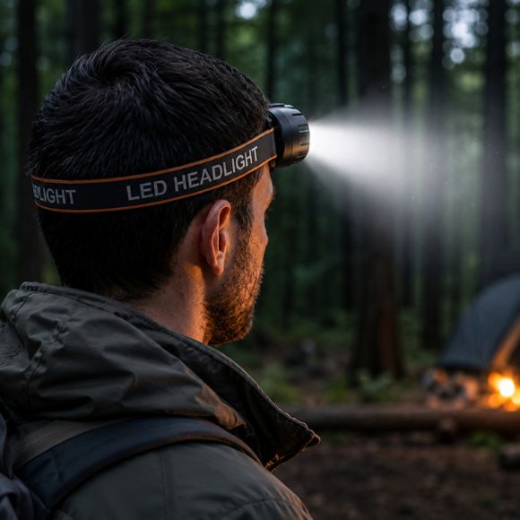 Lampe frontale Éclaireur double LED éclaire sentier forestier jusqu'à cinquante mètres