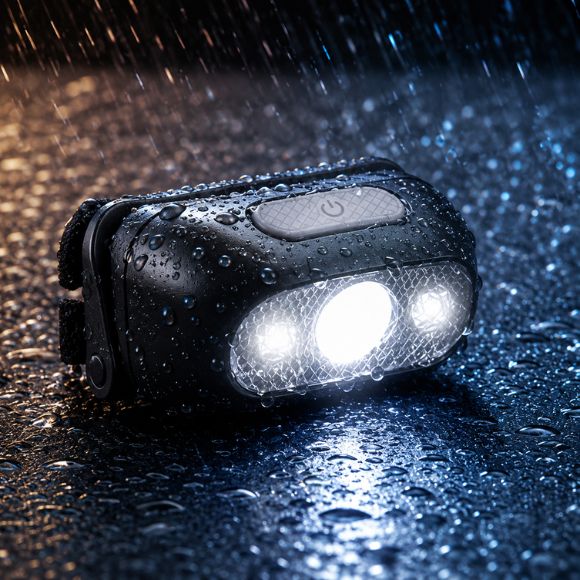 Lampe frontale rechargeable LumiTrek étanche sous la pluie