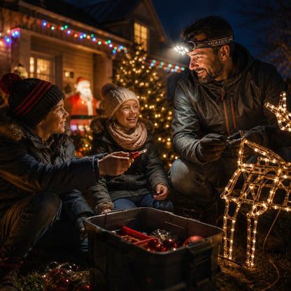 Lampe frontale rechargeable décorations Noël jardin en famille