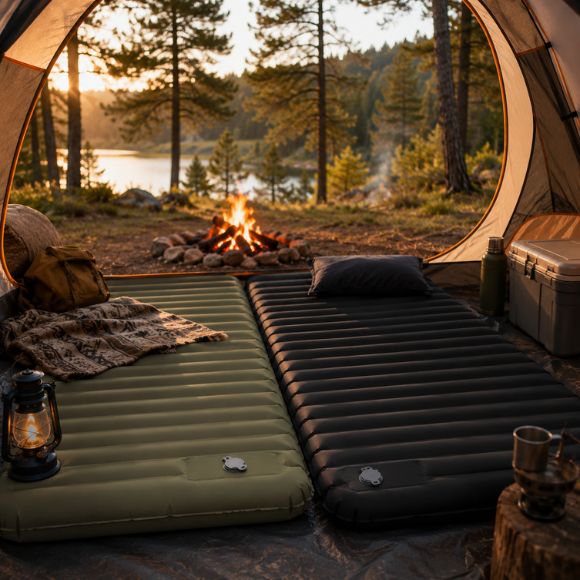 Matelas gonflable 1 personne TrailNest pompe intégrée installé dans tente