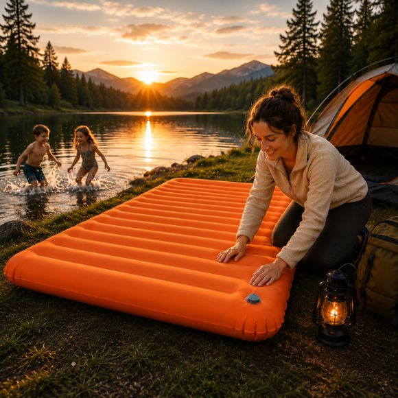 Matelas gonflable 2 personnes TrailComfort Duo pompe intégrée.