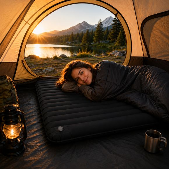 Matelas gonflable 2 personnes TrailComfort Duo pompe intégrée.