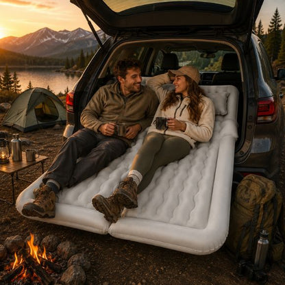 matelas gonflable pour voiture DreamTravel couple profitant du bivouac