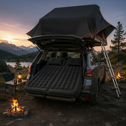 matelas gonflable pour voiture DreamTravel double installé en camping