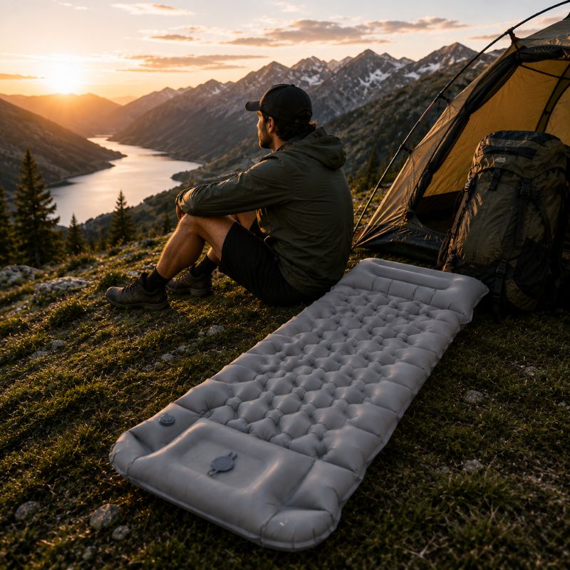 matelas gonflable TrekFlow gonflé facilement avec sa pompe à pied