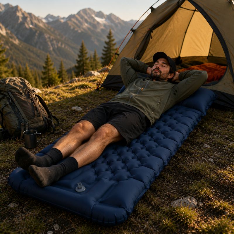 matelas gonflable TrekFlow offrant repos et confort après la randonnée