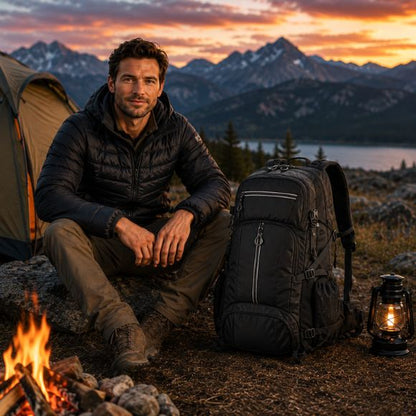 Sac à dos pour randonnée SentierX au bivouac au coucher du soleil