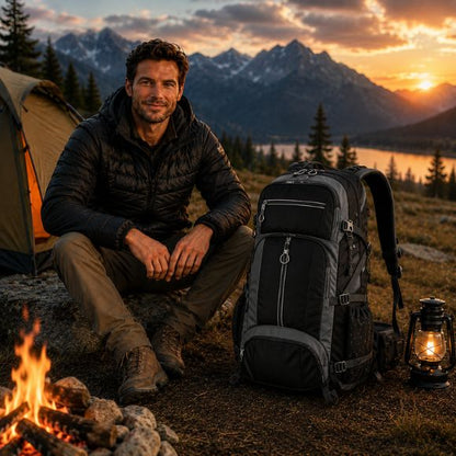 Sac à dos pour randonnée SentierX au bivouac au coucher du soleil