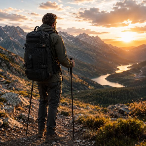 Sac à dos pour randonnée homme contemple de nouveaux horizons