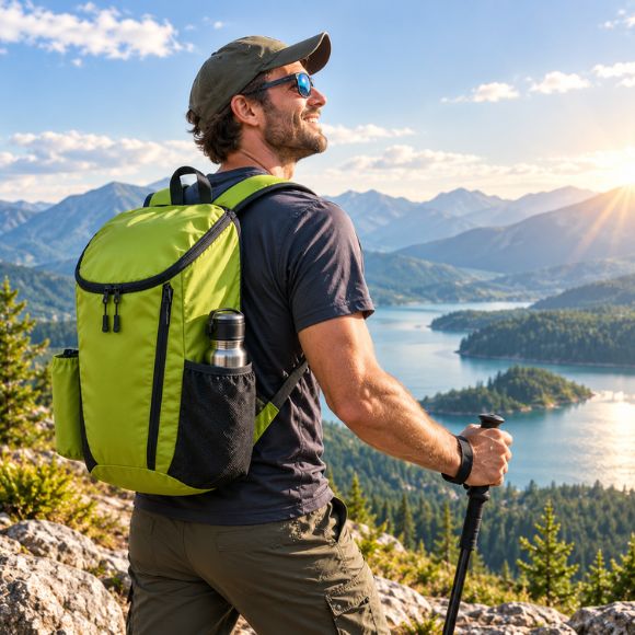 Sac à dos pour randonnée trailnova devant panorama de montagne