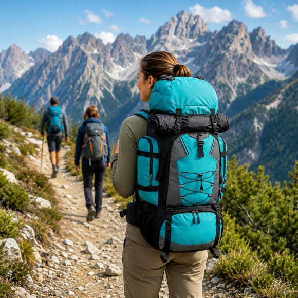 Sac à dos pour randonnée femme explorant sentier montagne avec Trekora