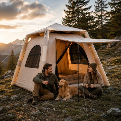 Tente gonflable Familiale Express couple avec chien