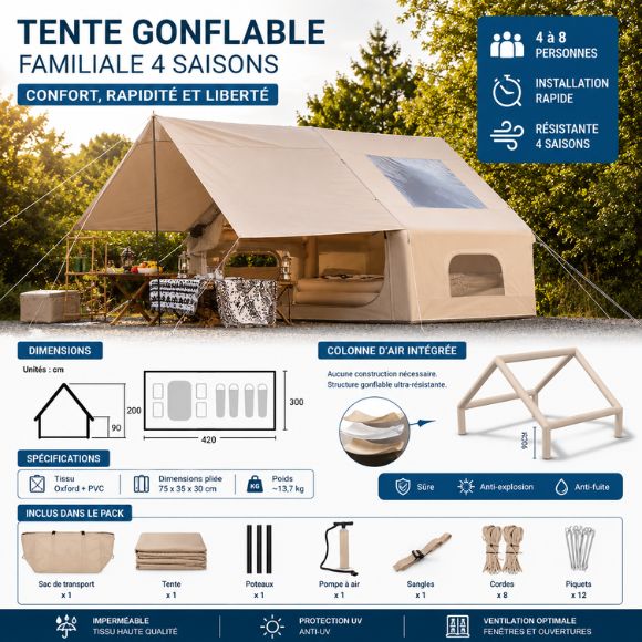 Tente Gonflable Familiale 5 à 8 Places | Lodge Horizon XL™