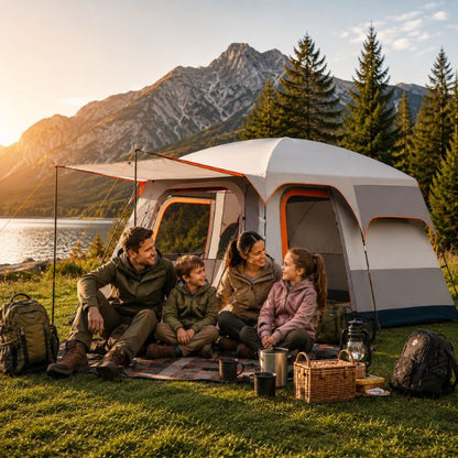 Tente gonflable familiale AirCamp Prestige de camping famille.