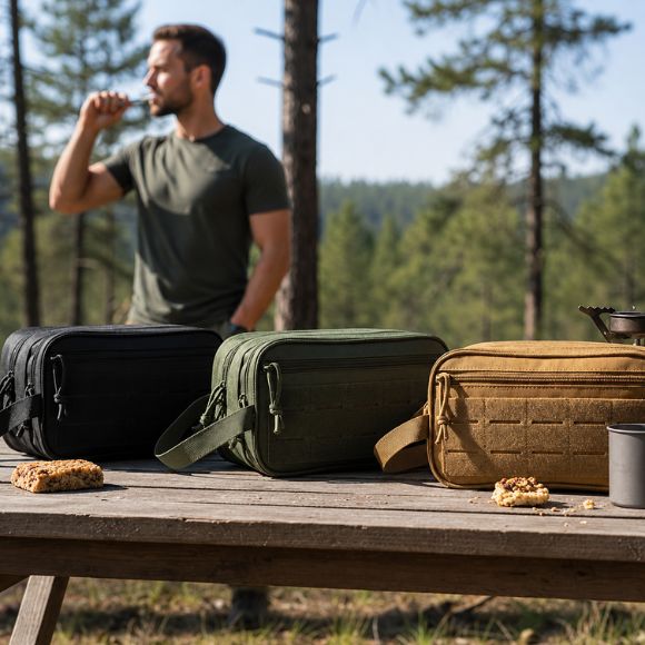 Trousse de toilette homme Nomadis routine matinale en plein camping